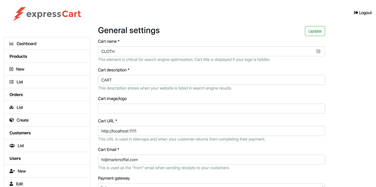 Admin manage settings